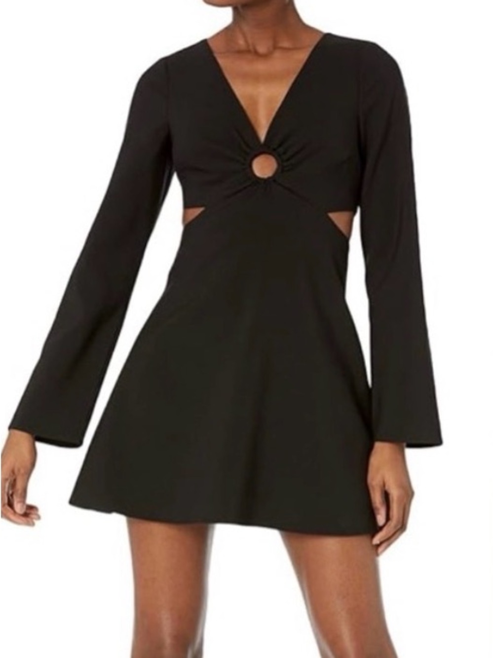 Likely Black Long-Sleeve Ring Cutout Mini Dress